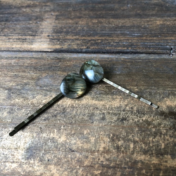 Labradorite Hair Accessory - Bobby Pins - Picture 3 of 4
